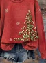 Casual Crew Neck Christmas Sweatshirt Printing