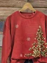 Casual Crew Neck Christmas Sweatshirt Printing