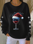 Casual Crew Neck Christmas Sweatshirt Printing
