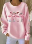 Casual Crew Neck Flamingo Sweatshirt Printing