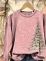 Casual Crew Neck Christmas Sweatshirt Printing