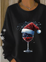 Casual Crew Neck Christmas Sweatshirt Printing