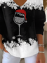 Casual Christmas V Neck Long Sleeve T-shirt