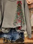 Casual Crew Neck Christmas Sweatshirt Printing