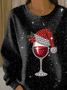 Casual Crew Neck Christmas Sweatshirt Printing