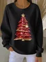 Casual Crew Neck Christmas Sweatshirt Printing