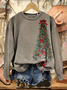 Casual Crew Neck Christmas Sweatshirt Printing
