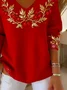 Casual Christmas V Neck Long Sleeve T-shirt