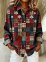 Shirt Collar Regular Sleeve Long Sleeve Christmas Buckle Regular Loose Button Up Shirt Shirt For Women