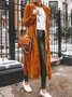 Women Spring/Fall Outerwear Vintage Split Joint Plain Long Sleeve Shawl Collar Jacket