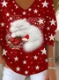 Casual Star V Neck Long Sleeve T-shirt