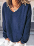 Women Plain Long Sleeve Comfy Street Split Joint Sweater