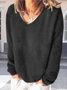 Women Plain Long Sleeve Comfy Street Split Joint Sweater