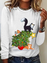 Casual Christmas Crew Neck Long Sleeve T-shirt