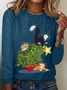 Casual Christmas Crew Neck Long Sleeve T-shirt