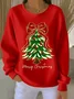 Casual Crew Neck Christmas Sweatshirt Printing