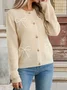 Women Cotton Plain Long Sleeve Comfy Casual Cardigan