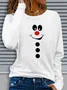 Casual Christmas Snowman Crew Neck Long Sleeve T-shirt