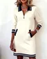 Women Multicolor Block Spring/Fall Dress Shawl Collar Long Sleeve H-Line Dress
