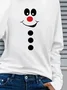 Casual Christmas Snowman Crew Neck Long Sleeve T-shirt