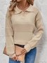 Women Cotton Plain Long Sleeve Comfy Casual Sweater