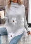 Women Cotton Floral Long Sleeve Comfy Casual Sweater