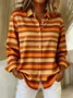 Shirt Collar Regular Sleeve Long Sleeve Striped Buckle Regular Loose Button Up Shirt Shirt For Women