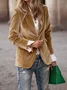 Women Plain Spring/Fall Outerwear Vintage Split Joint Long Sleeve Lapel Collar Regular Blazer