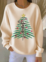 Casual Crew Neck Christmas Sweatshirt Printing
