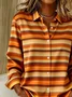 Shirt Collar Regular Sleeve Long Sleeve Striped Buckle Regular Loose Button Up Shirt Shirt For Women