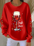 Casual Crew Neck Christmas Sweatshirt Printing