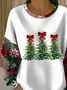 Casual Crew Neck Christmas Sweatshirt Printing