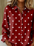 Shirt Collar Regular Sleeve Long Sleeve Polka Dots Buckle Regular Loose Button Up Shirt Shirt For Women