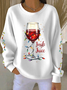 Casual Crew Neck Christmas Sweatshirt Printing