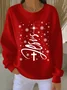 Casual Crew Neck Christmas Sweatshirt Printing