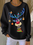 Casual Crew Neck Christmas Sweatshirt Printing