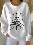 Casual Crew Neck Christmas Sweatshirt Printing