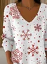 Casual Christmas V Neck Long Sleeve T-shirt