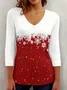 Christmas Casual Loose V Neck Knit Top