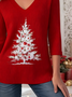 Casual Loose V Neck Christmas Knit Top