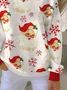 Casual Crew Neck Santa Claus Sweatshirt Printing