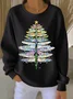 Casual Crew Neck Christmas Sweatshirt Printing