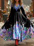 Women Christmas Spring/Fall Dress V Neck Long Sleeve A-Line Dress