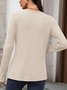 Casual Plain V Neck Long Sleeve T-shirt