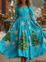 Women Christmas Spring/Fall Dress V Neck Long Sleeve A-Line Dress