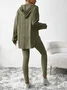 Women Plain Embossed Two-Piece Set Daily Long Sleeve Casual Spring/Fall Top With Pants Matching Set