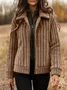 Women Winter Outerwear Urban Plain Long Sleeve Stand Collar Jacket