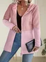 Women Spring/Fall Outerwear Casual Multicolor Block Long Sleeve Hoodie Jacket