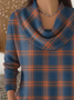 Women Plaid Long Sleeve Comfy Casual Printing Sweater