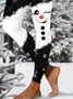 Women Christmas Snowman Casual All Season Printing Long Leggings